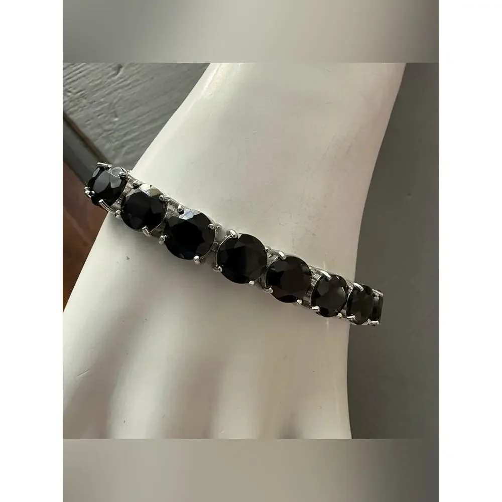 925 Sterling Silver Black Spinal Tennis Bracelet